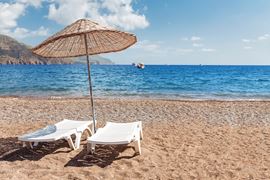Europe Holidays - Turkey Holidays, Side - Sunbeds on sandy beach