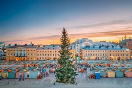 Europe Holidays - Finland, Helsinki - Christmas Xmas Market With Christmas Tree