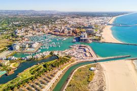 Europe Holidays - Portugal, Algarve - aerial view of the marina and shore line of Vilamoura