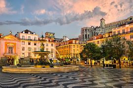 Europe Holidays - Portugal, Lisbon - popular rossio-square at sunset