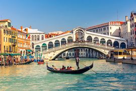 Europe Holidays - Italy - Venice - Gondola near Rialto Bridge