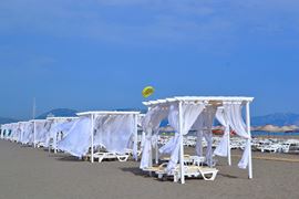 Europe Holidays - Turkey Holidays, Dalaman - The white sun beds on a beach