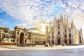 Europe Holidays - Italy - Milano - Square Piazza Duomo at sunny morning