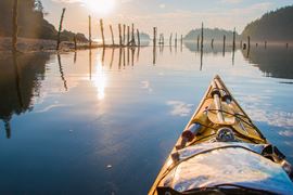 Canada Holidays - New Brunswick - Sunrise on the Bay from kayak